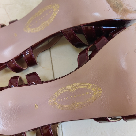 Wine Red 4" Strappy Heels Elie Tahari - Picture 5 of 10